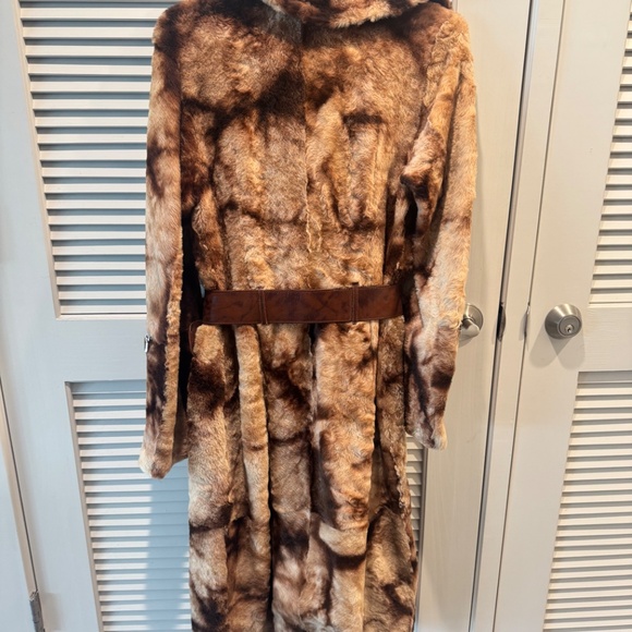 Branco Pelle Shearling/Leather Coat with Belt and Zipper Accents - Size Small - Picture 3 of 9
